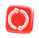 Red square button with two white curved arrows forming a circle, symbolizing bank transfer or reload.